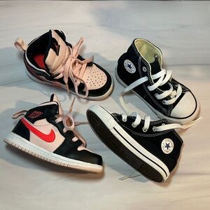 Jordan and converse kids shoes